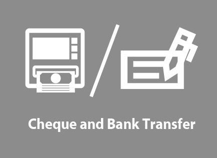 Cheque and bank in